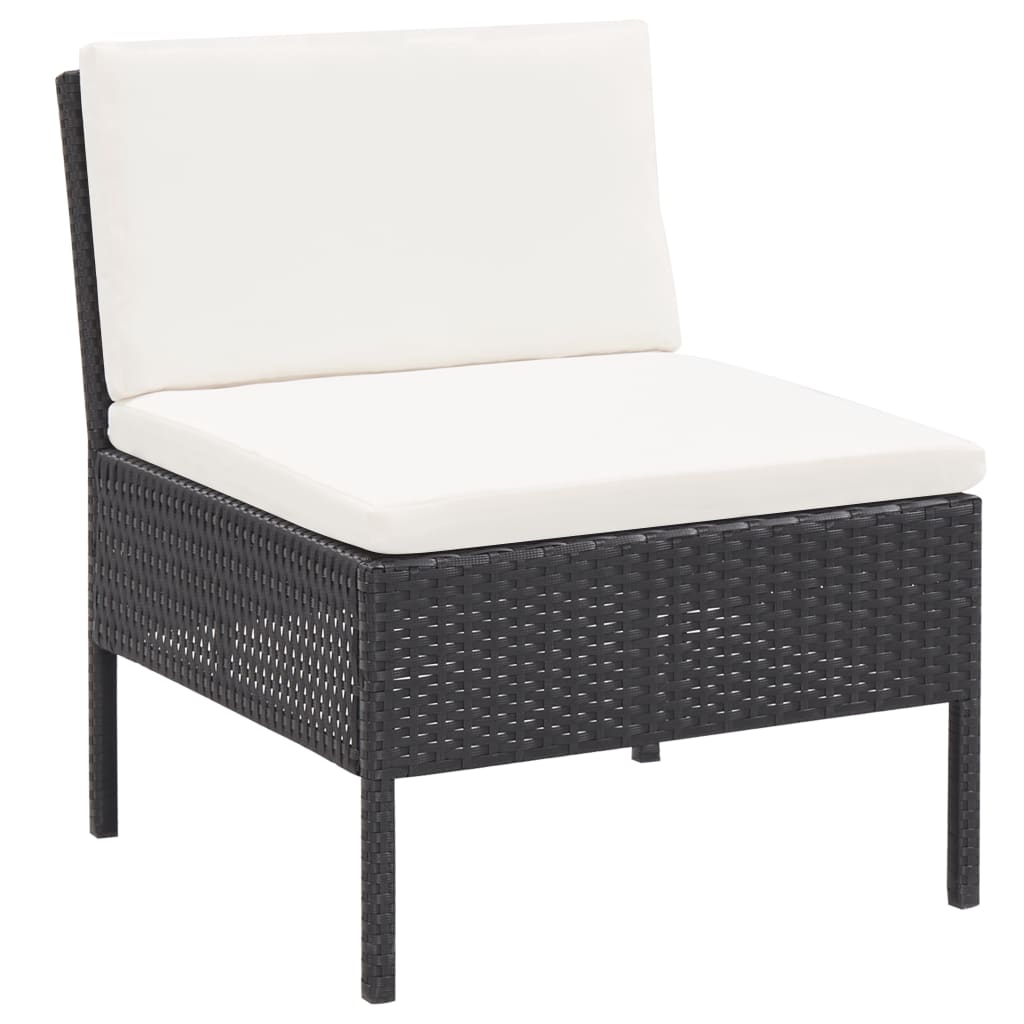 Salon de jardin 3 pcs avec coussins Résine tressée Noir - XIOS