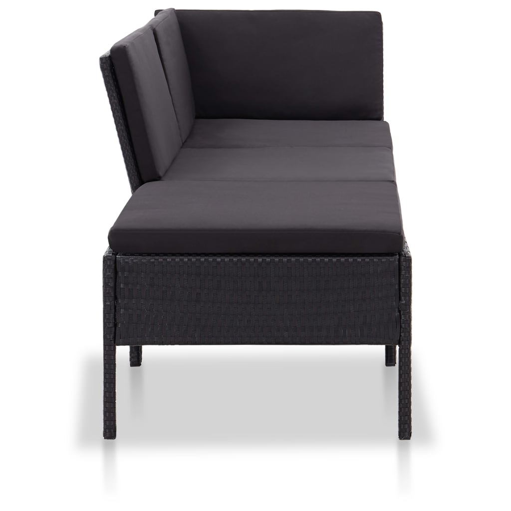 Salon de jardin 3 pcs avec coussins Résine tressée Noir - XIOS