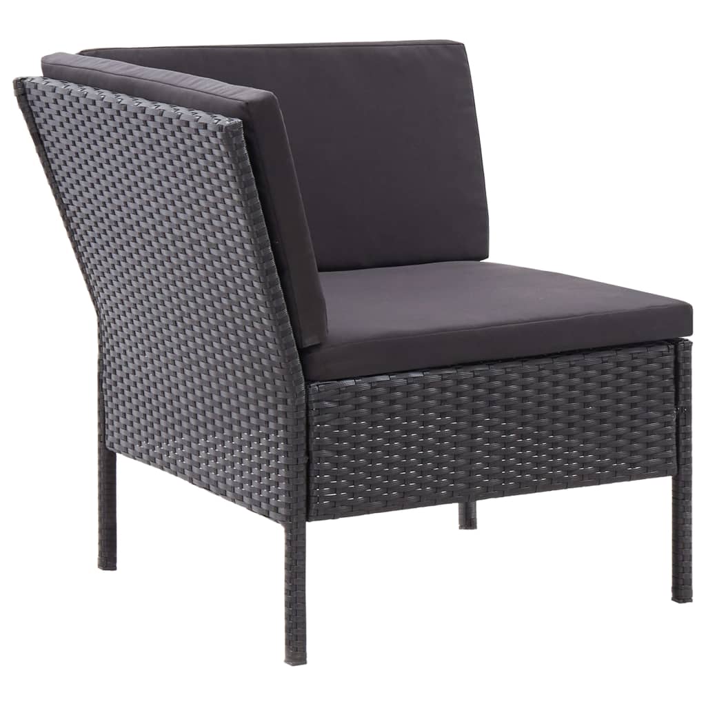 Salon de jardin 3 pcs avec coussins Résine tressée Noir - XIOS