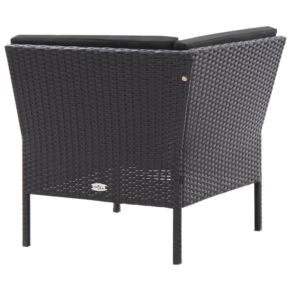 Salon de jardin 3 pcs avec coussins Résine tressée Noir - XIOS