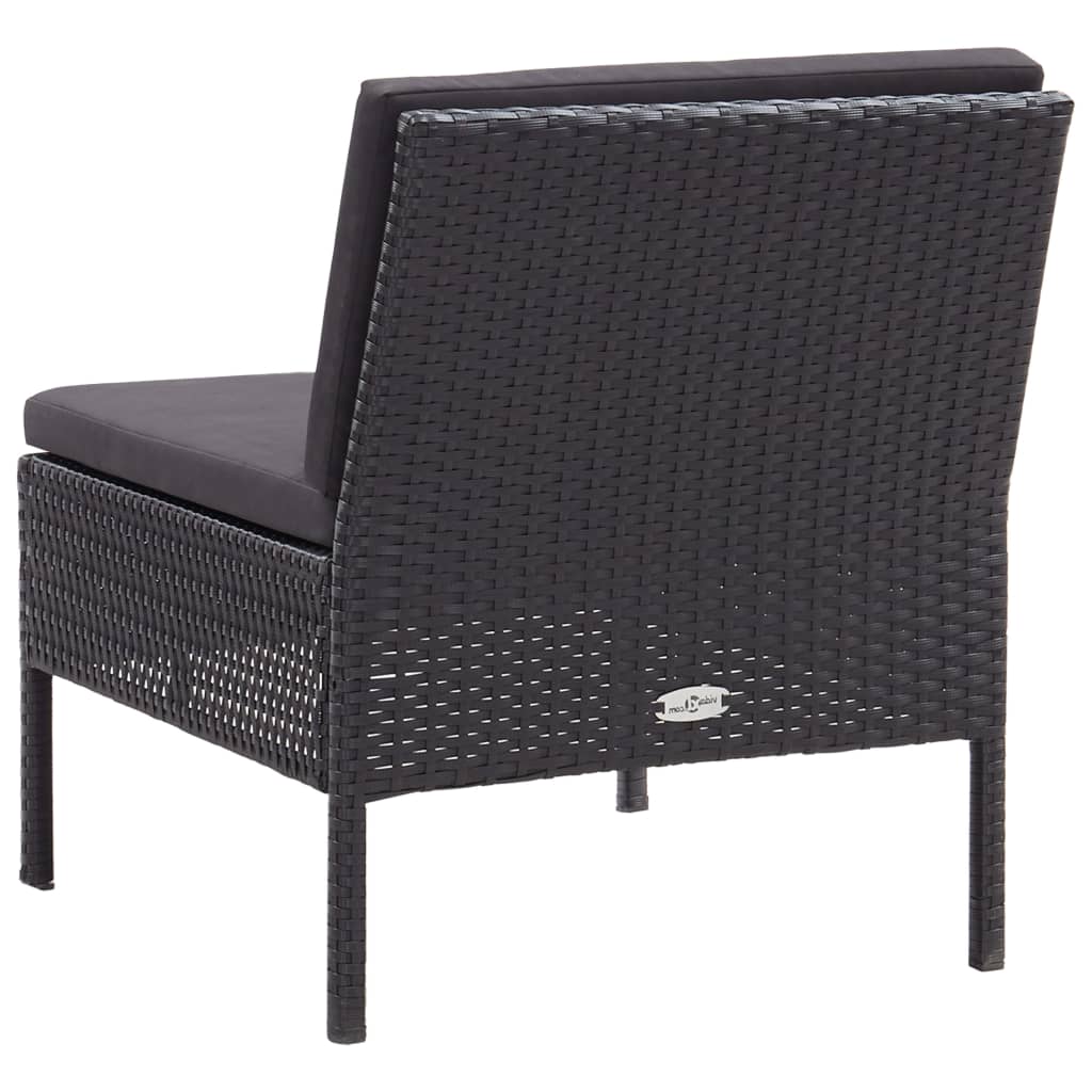 Salon de jardin 3 pcs avec coussins Résine tressée Noir - XIOS