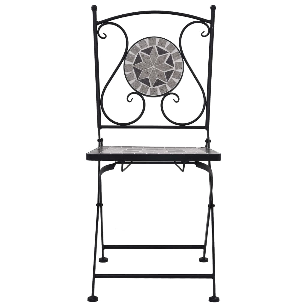 Mobilier de bistro 3 pcs mosaïque Carreaux céramiques Gris