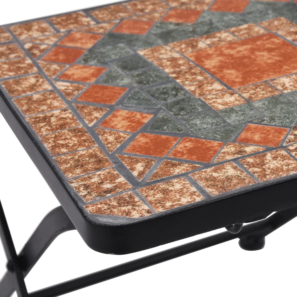 Ensemble de bistro 3 pcs mosaïque Carreau céramique Orange/Gris