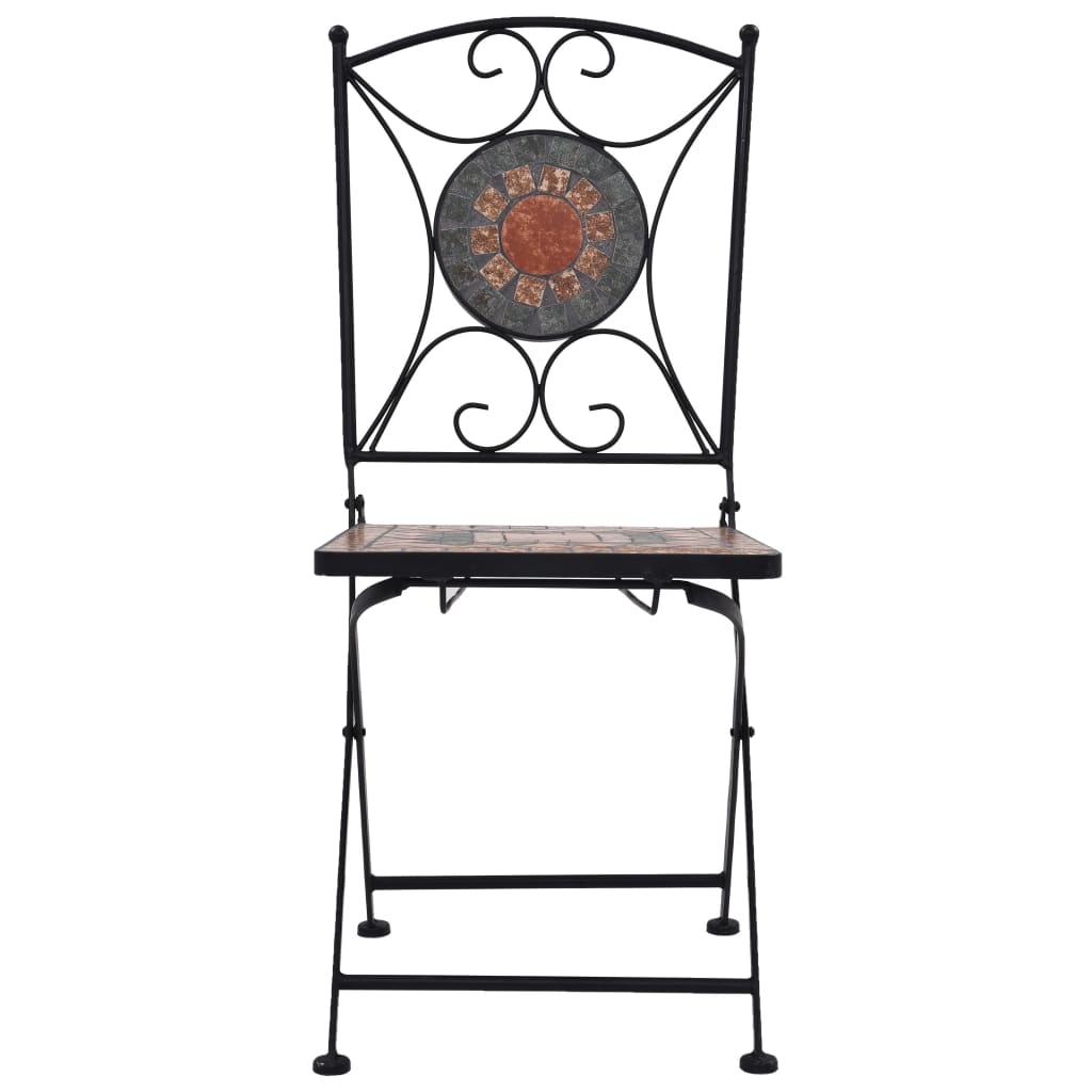 Ensemble de bistro 3 pcs mosaïque Carreau céramique Orange/Gris