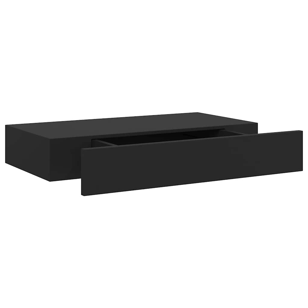 Étagère murale flottante avec tiroir Noir 48x25x8 cm - XIOS