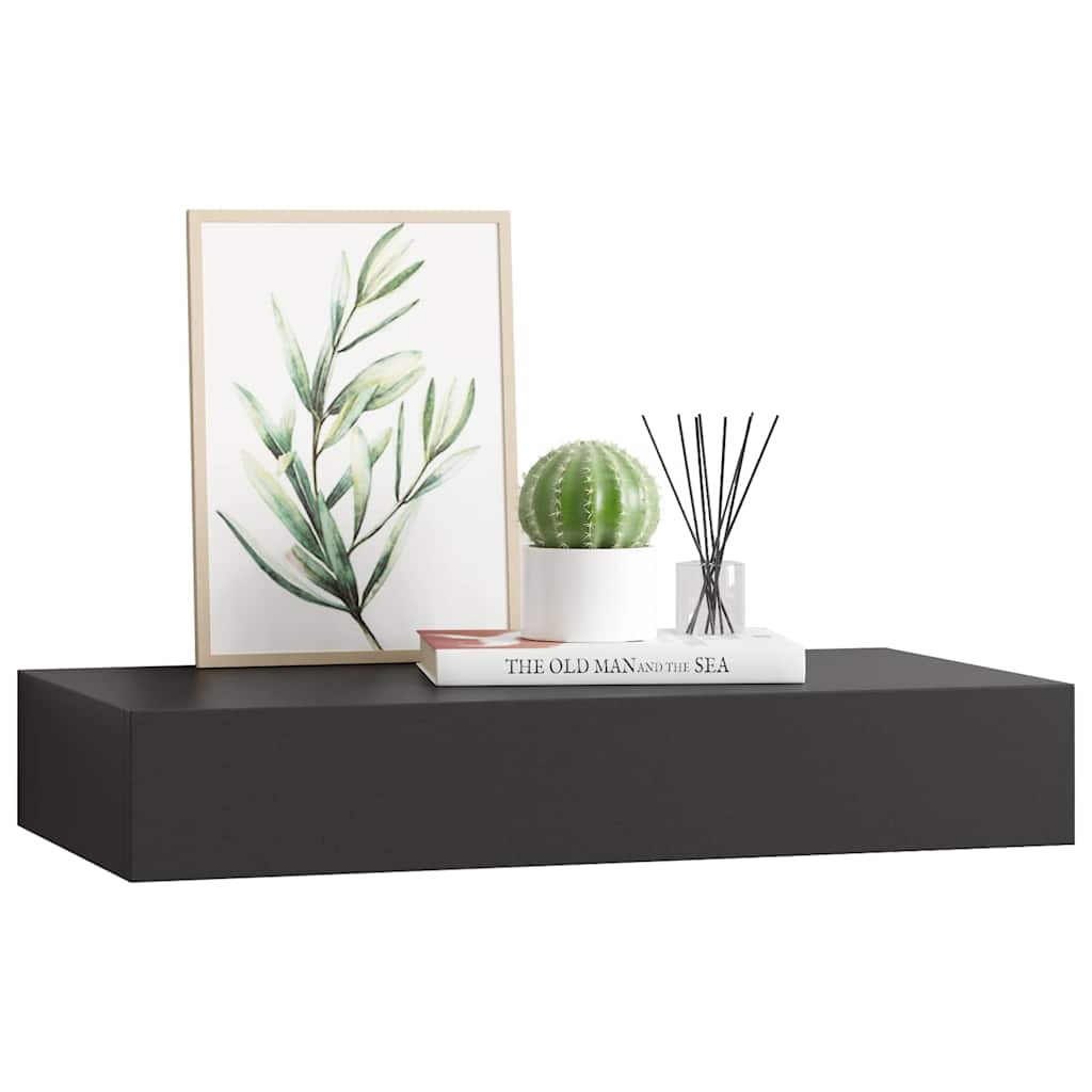Étagère murale flottante avec tiroir Noir 48x25x8 cm - XIOS