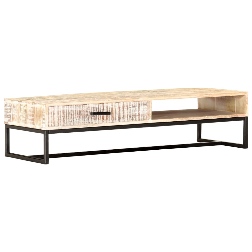 Table basse Blanc 117x50x30 cm Bois d'acacia solide - XIOS
