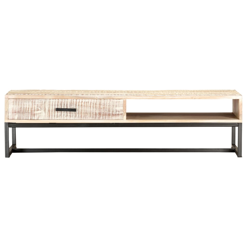 Table basse Blanc 117x50x30 cm Bois d'acacia solide - XIOS