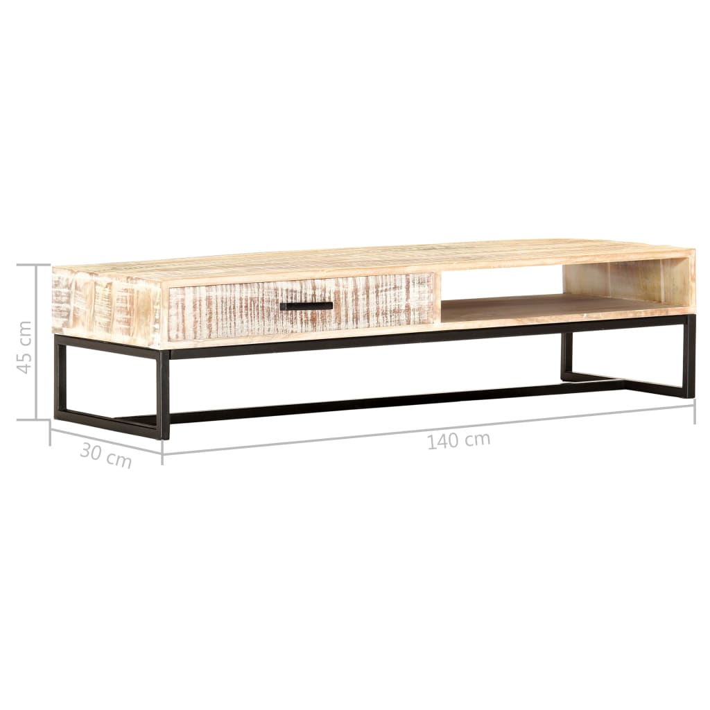 Table basse Blanc 117x50x30 cm Bois d'acacia solide - XIOS