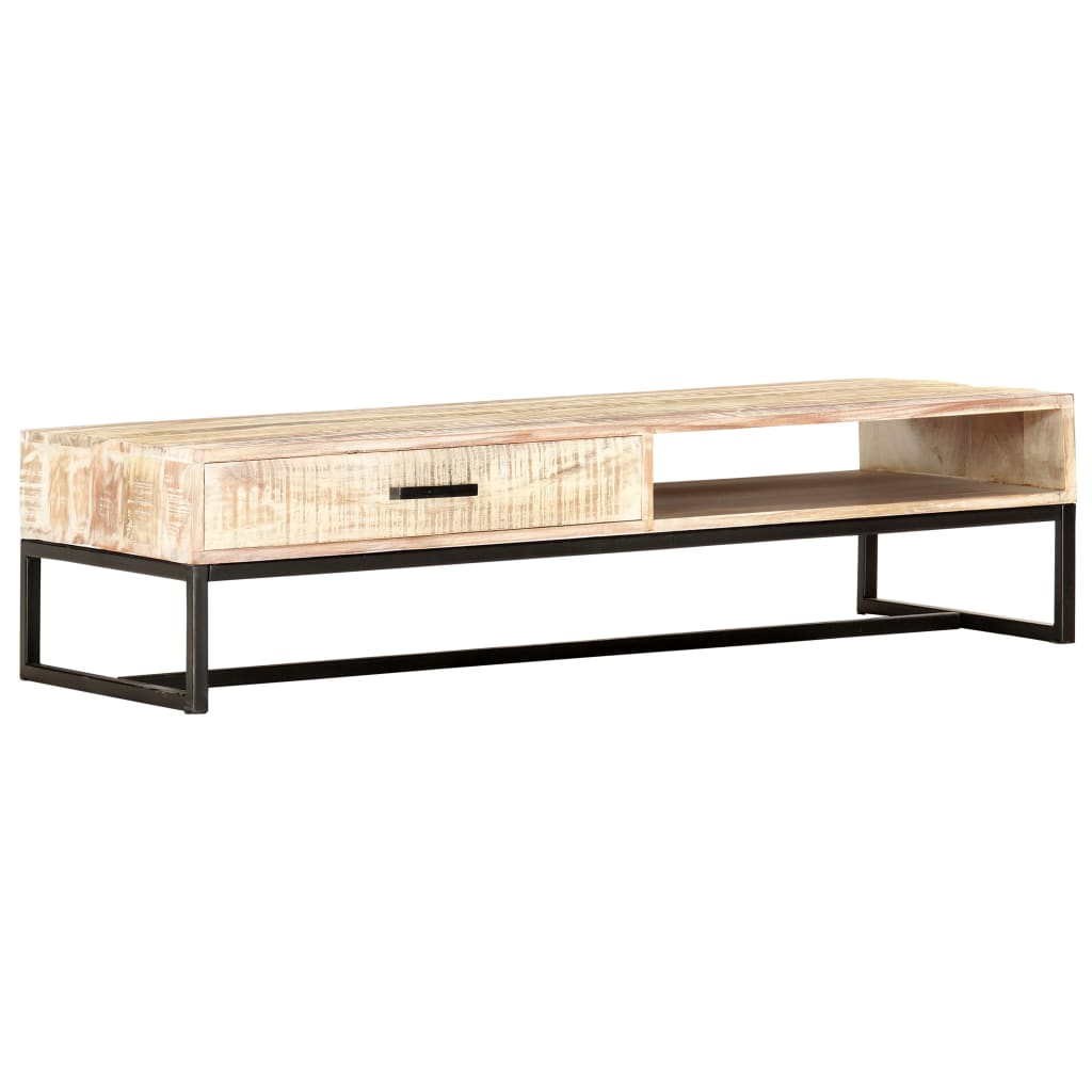 Table basse Blanc 117x50x30 cm Bois d'acacia solide - XIOS