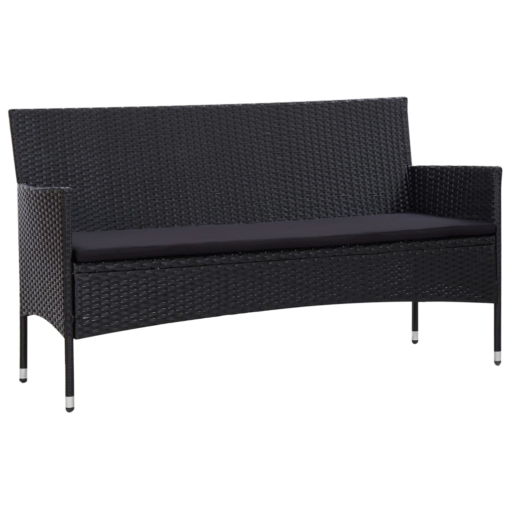 Salon de jardin 5 pcs avec coussins résine tressée noir - XIOS