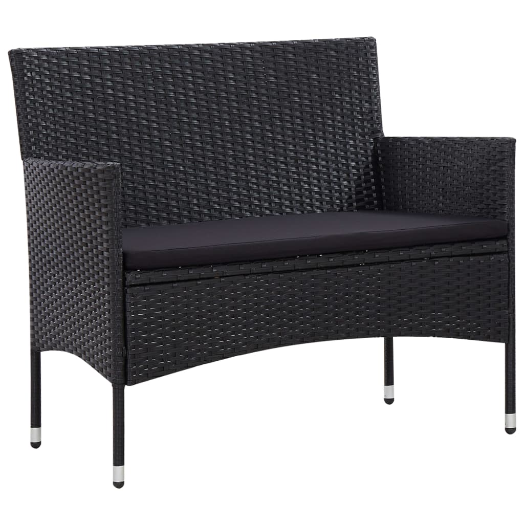 Salon de jardin 5 pcs avec coussins résine tressée noir - XIOS