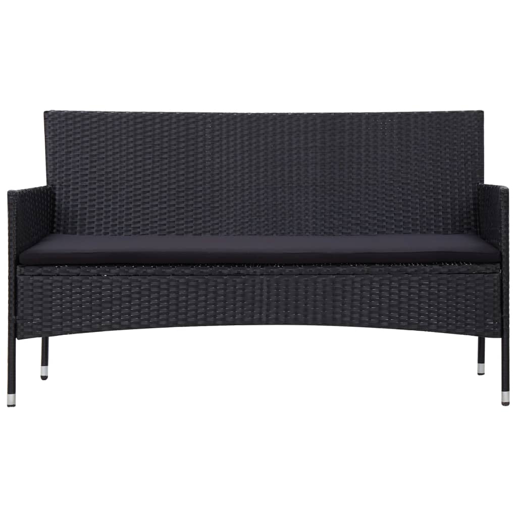 Salon de jardin 5 pcs avec coussins résine tressée noir - XIOS