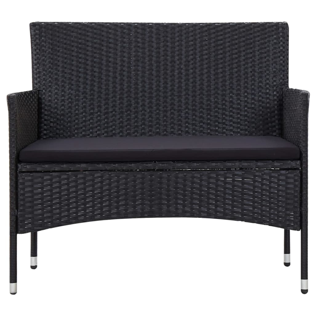 Salon de jardin 5 pcs avec coussins résine tressée noir - XIOS