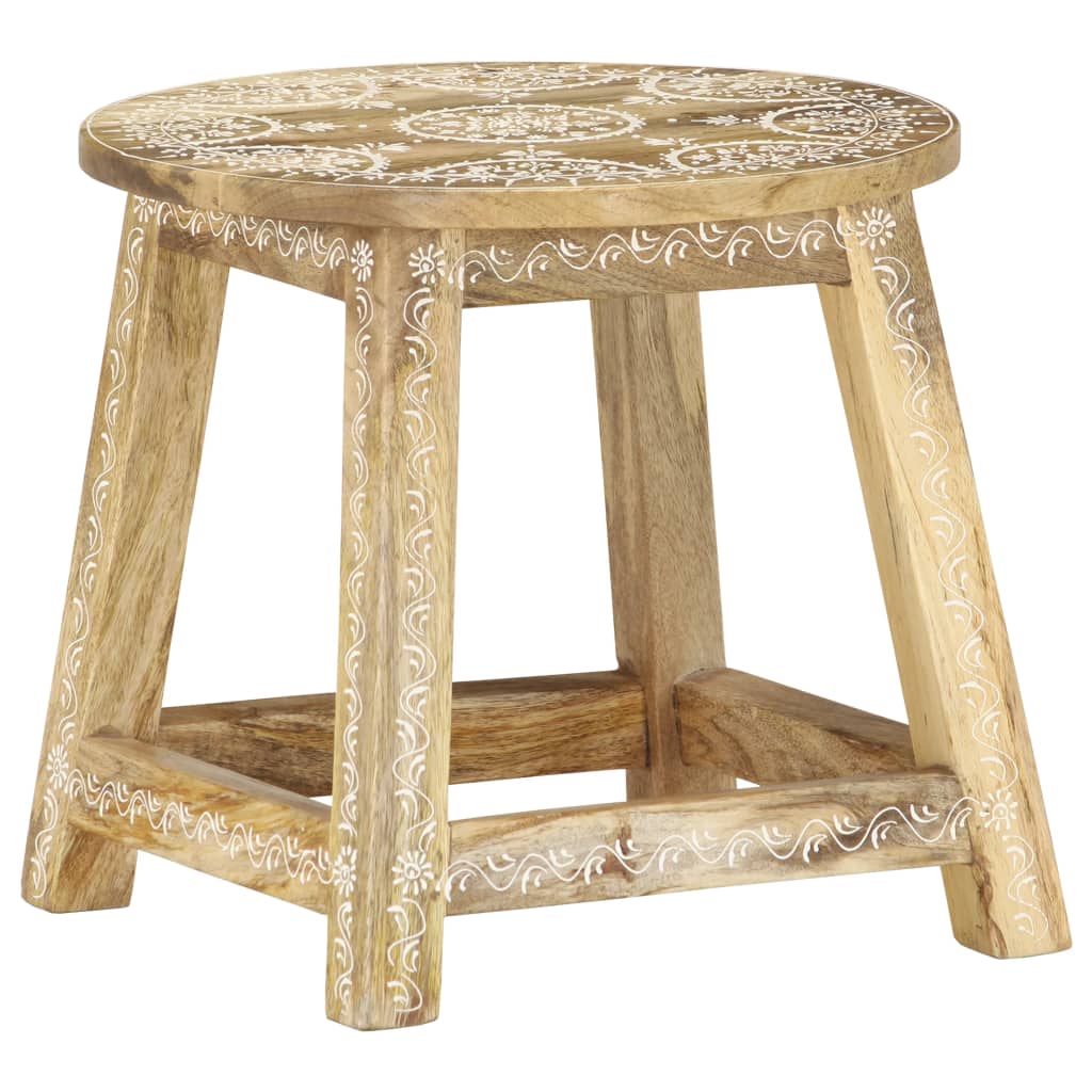 Tabouret peint à la main 38x38x35 cm Bois de manguier solide - XIOS