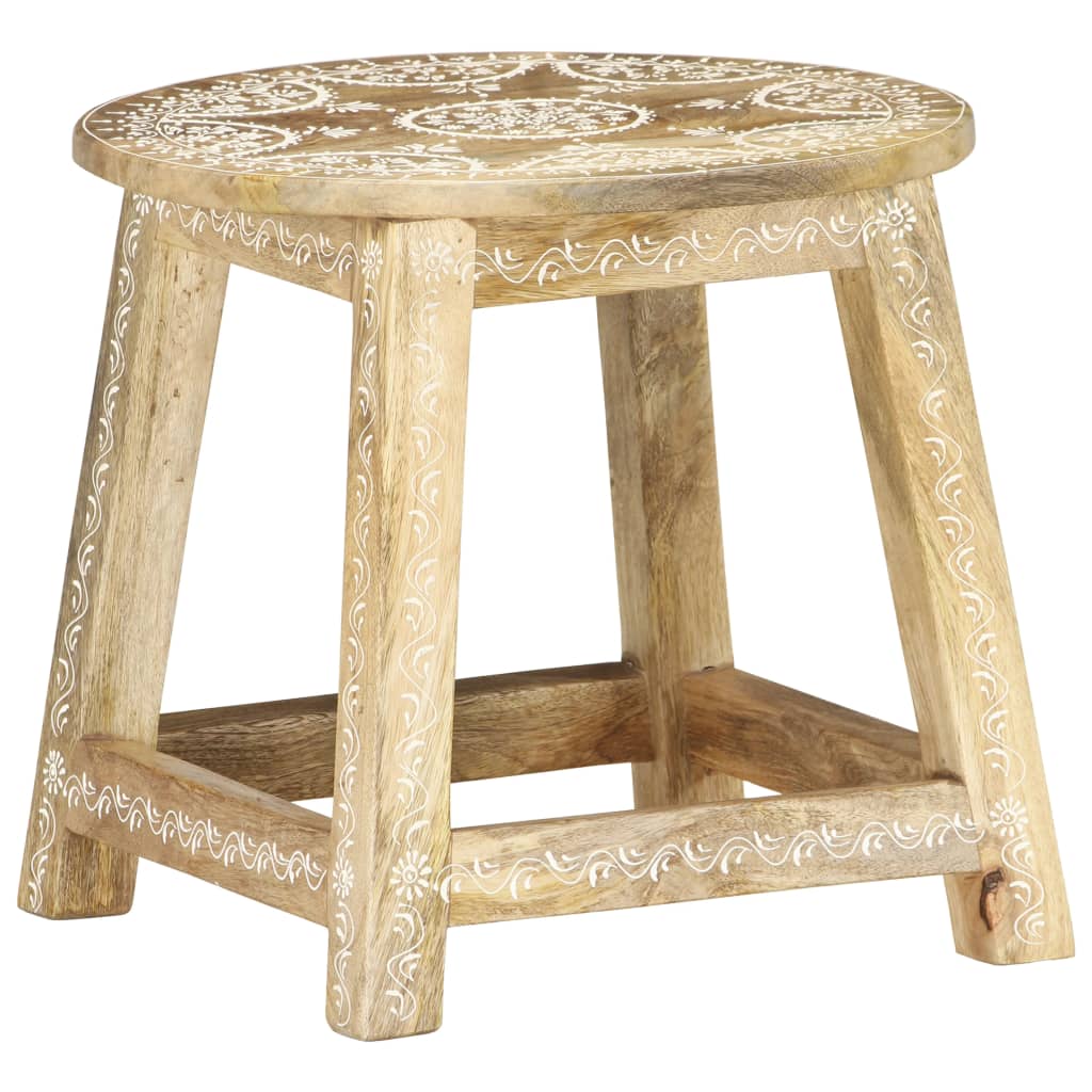 Tabouret peint à la main 38x38x35 cm Bois de manguier solide - XIOS