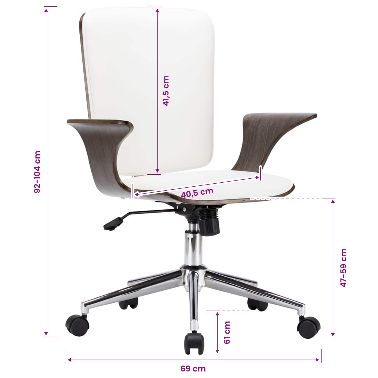 Chaises de bureau pivotantes 2 pc Simili cuir 69 x 61 x 104 cm