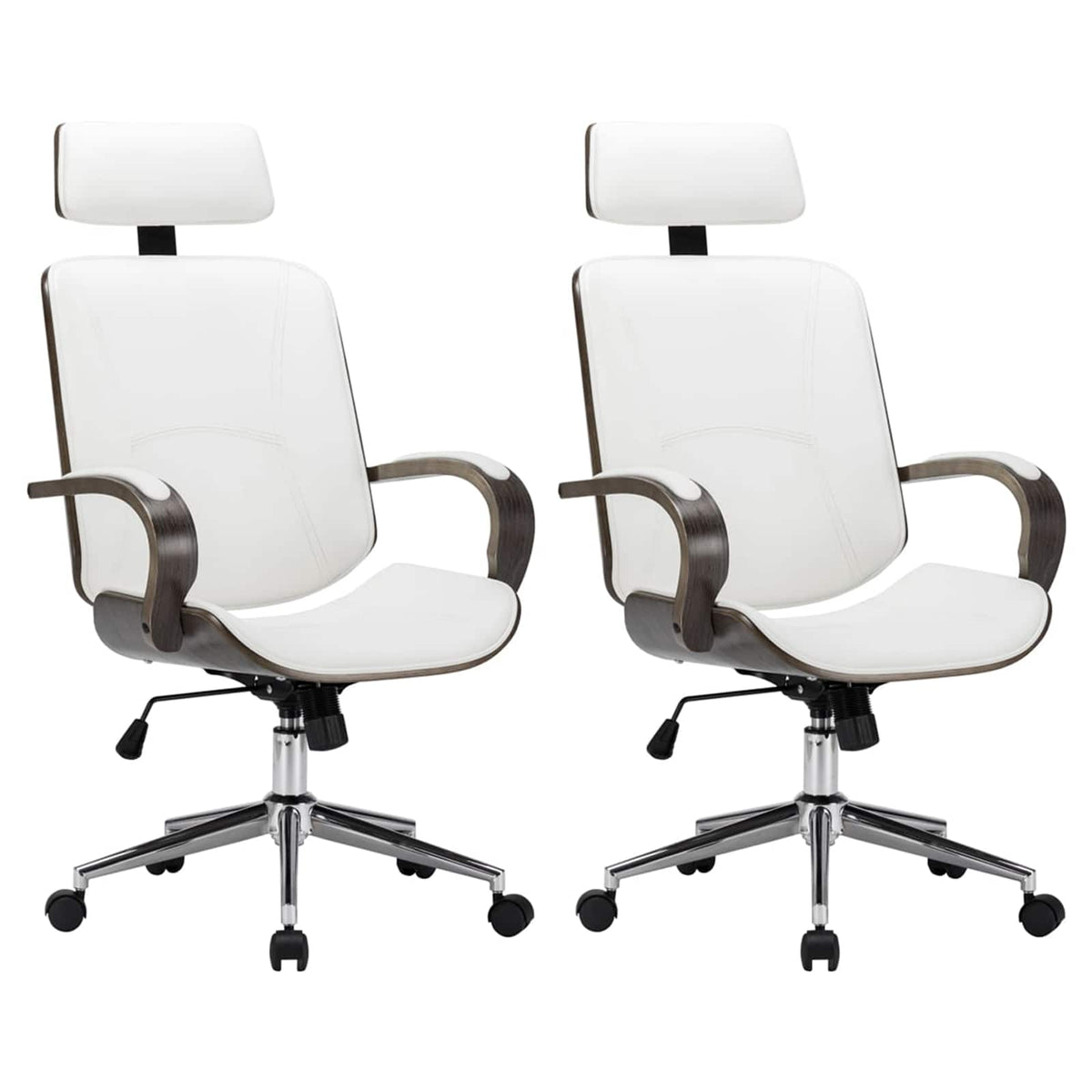Chaises de bureau pivotantes avec appui-tête 2 pc Simili cuir