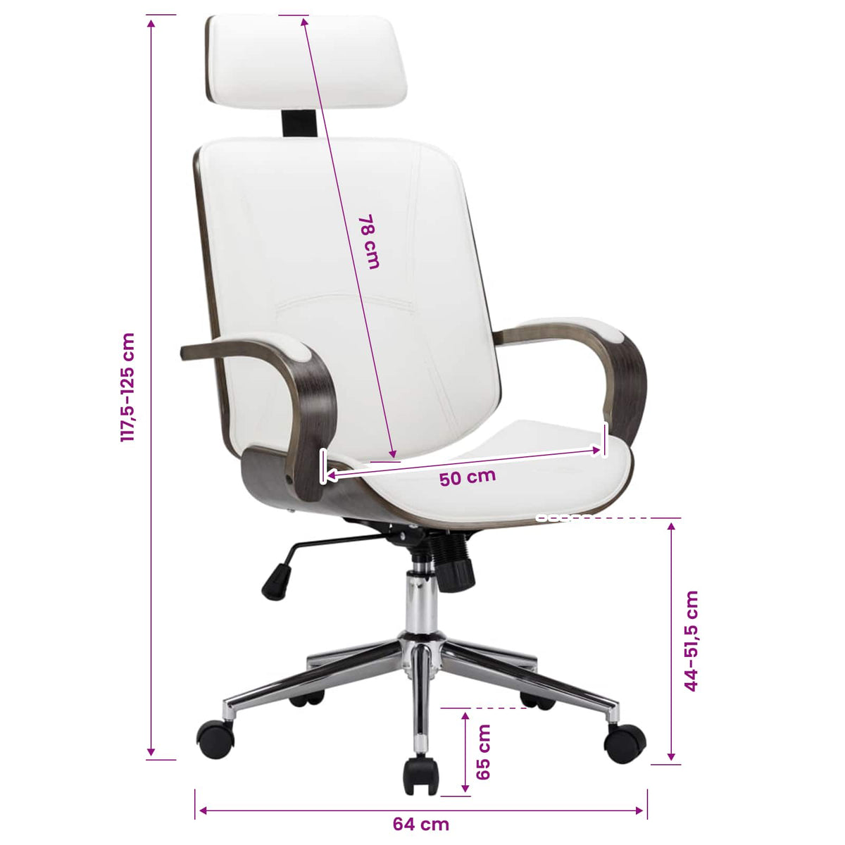 Chaises de bureau pivotantes avec appui-tête 2 pc Simili cuir