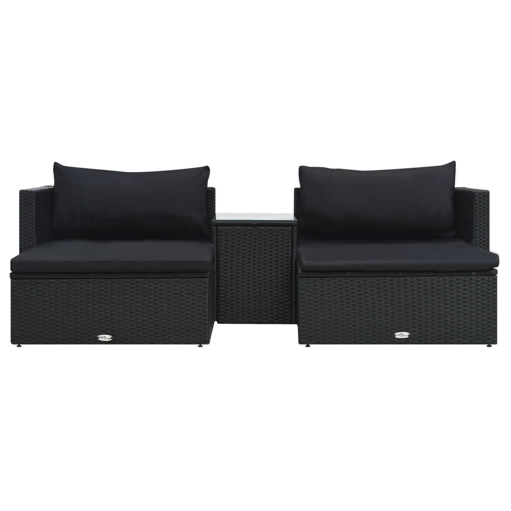 Salon de jardin 5 pcs avec coussins résine tressée noir - XIOS