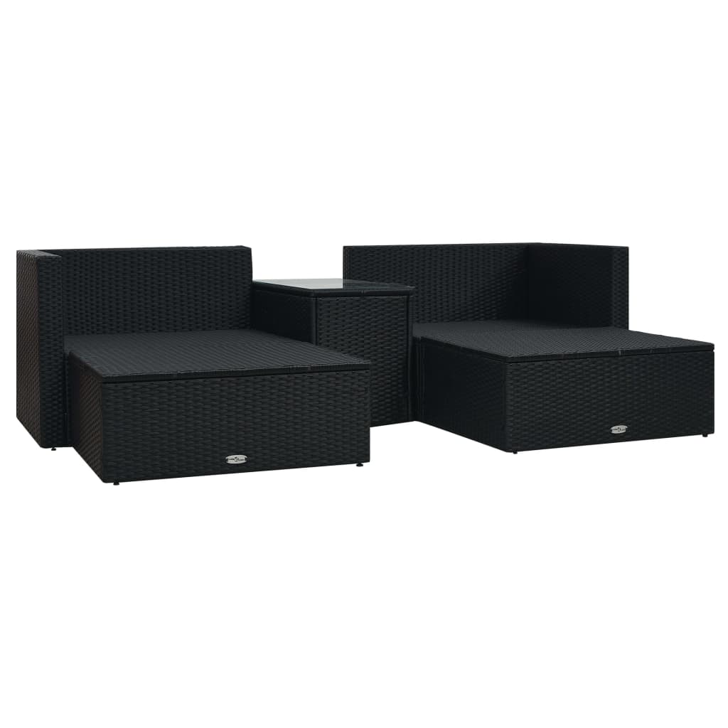 Salon de jardin 5 pcs avec coussins résine tressée noir - XIOS