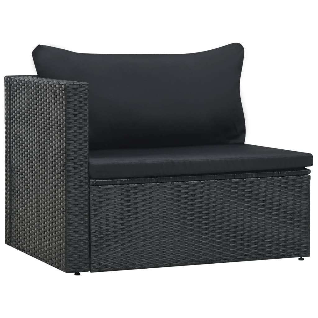 Salon de jardin 5 pcs avec coussins résine tressée noir - XIOS