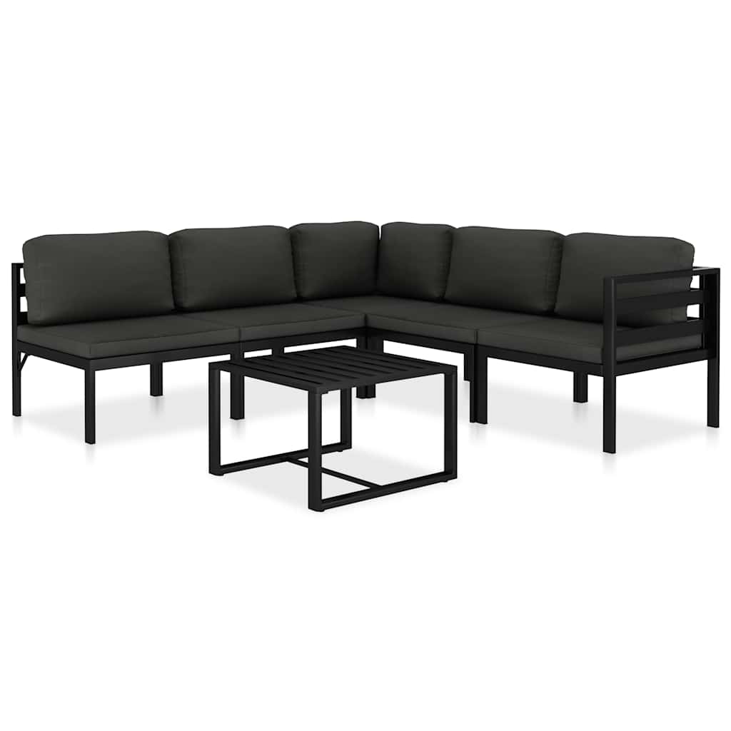 Salon de jardin 6 pcs avec coussins Aluminium Anthracite - XIOS