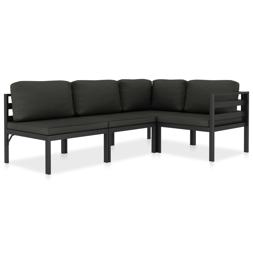 Salon de jardin 4 pcs avec coussins Aluminium Anthracite - XIOS
