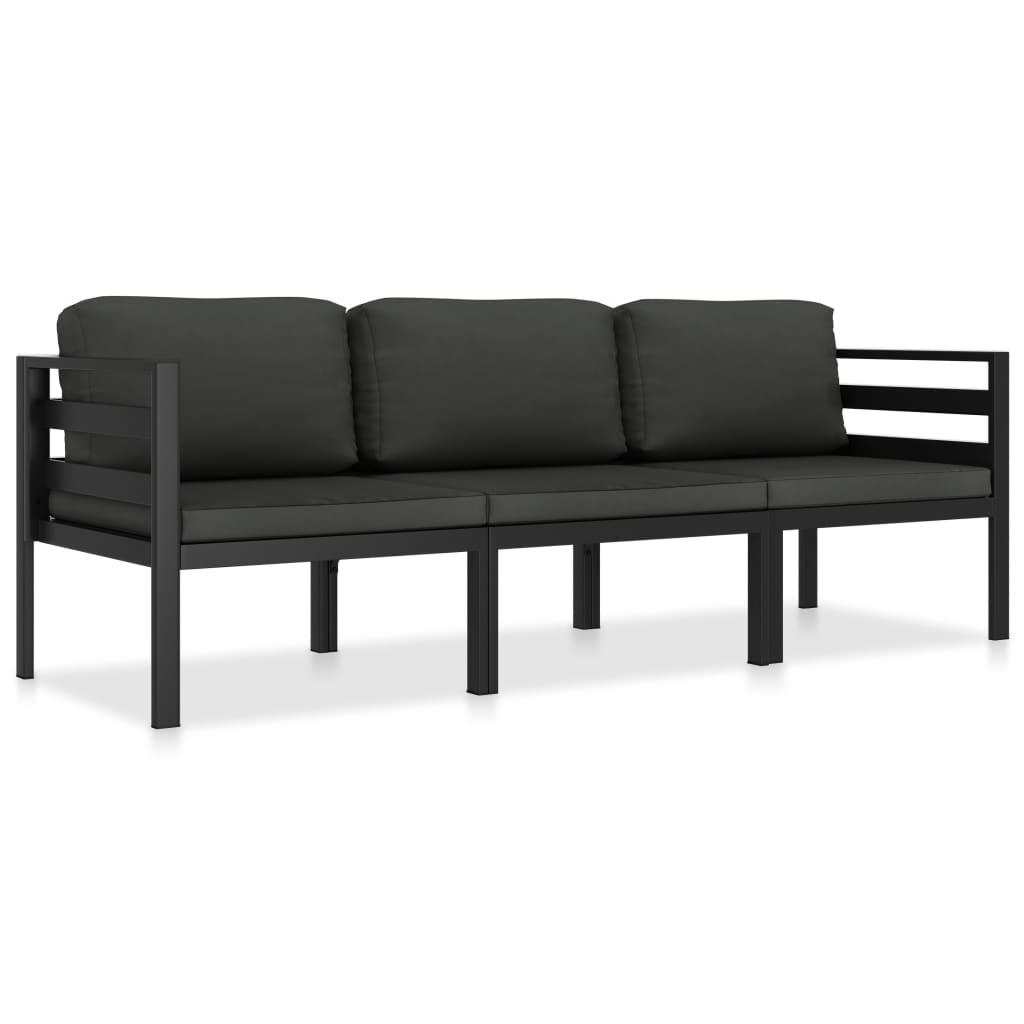Salon de jardin 3 pcs avec coussins Aluminium Anthracite - XIOS