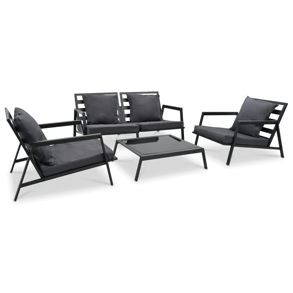 Salon de jardin 4 pcs avec coussins Aluminium Gris foncé - XIOS