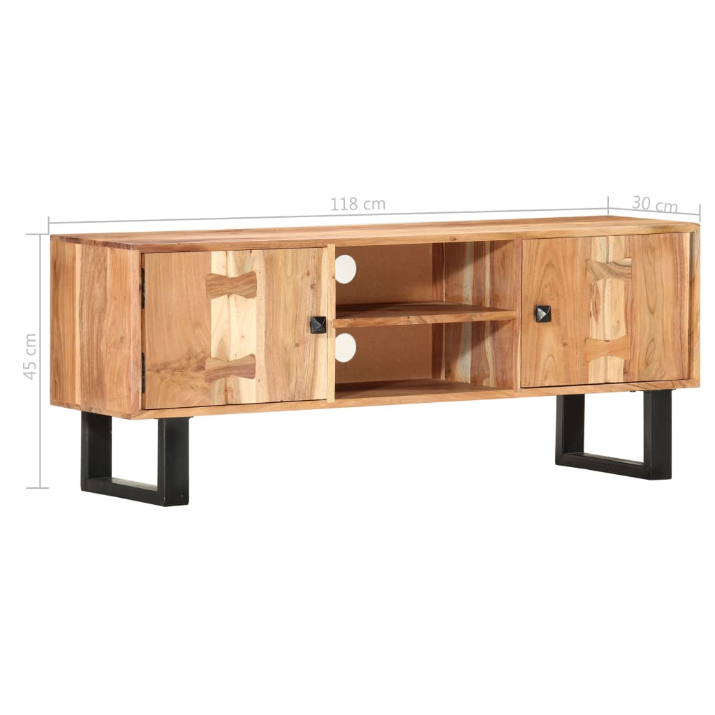 Meuble TV 118x30x45 cm Bois d'acacia massif - XIOS