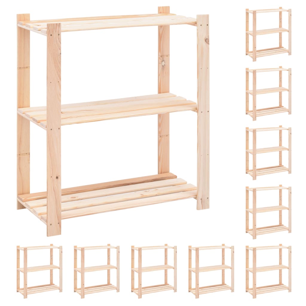 Étagères de rangement à 3 niveaux 10 pcs 80x38x90 cm Pin 150 kg - XIOS