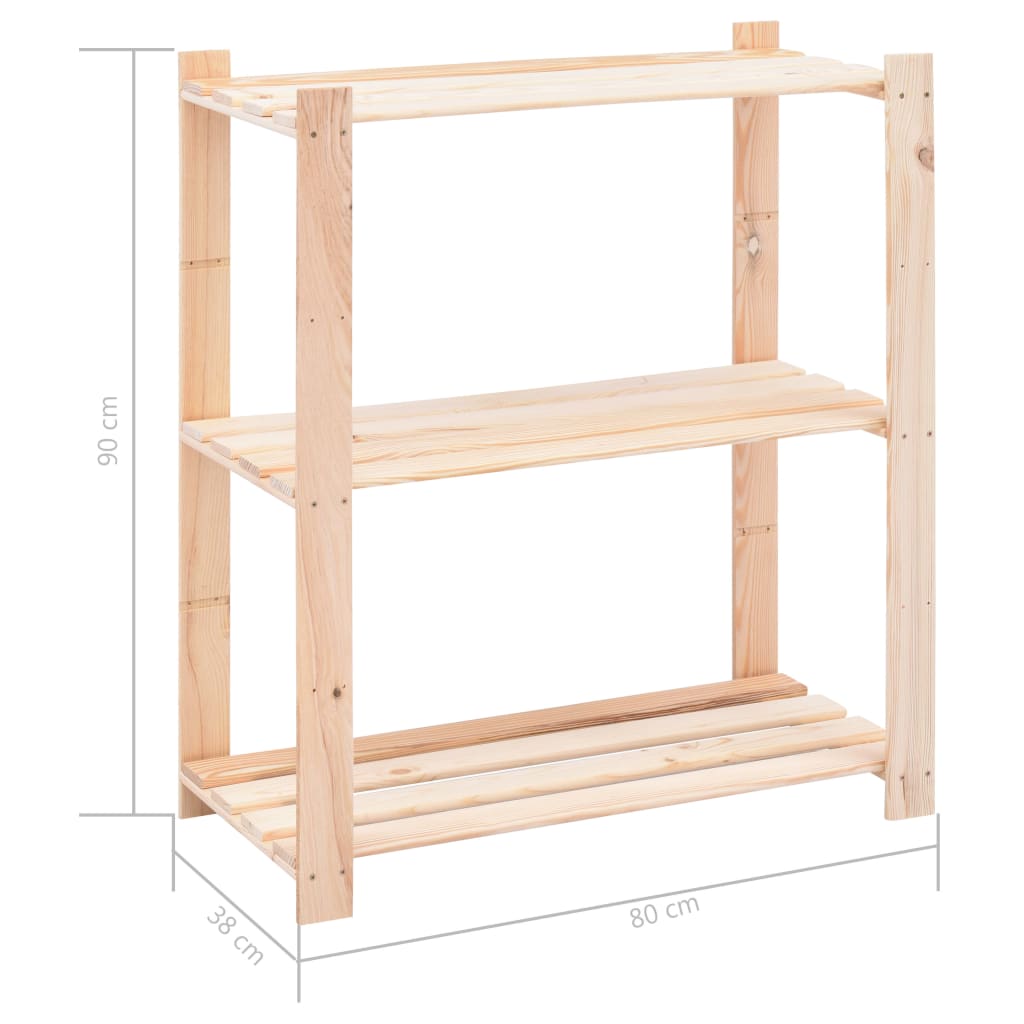 Étagères de rangement à 3 niveaux 10 pcs 80x38x90 cm Pin 150 kg - XIOS