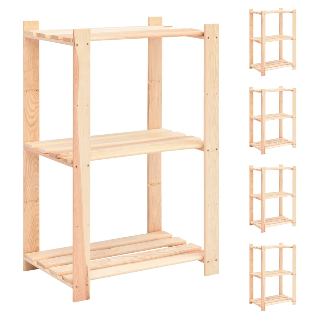 Étagères de rangement à 3 niveaux 5 pcs 60x38x90 cm Pin 150 kg - XIOS