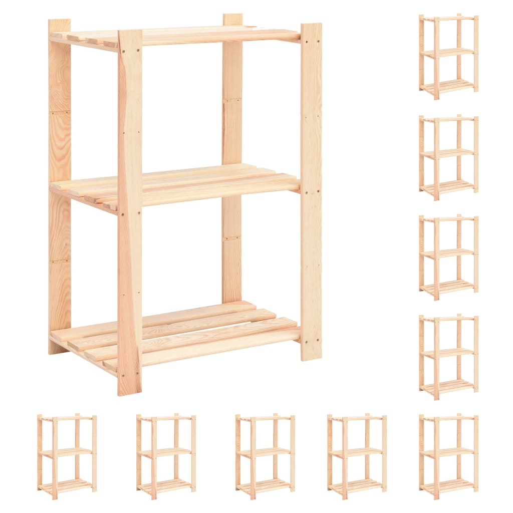 Étagères de rangement à 3 niveaux 10 pcs 60x38x90 cm Pin 150 kg - XIOS