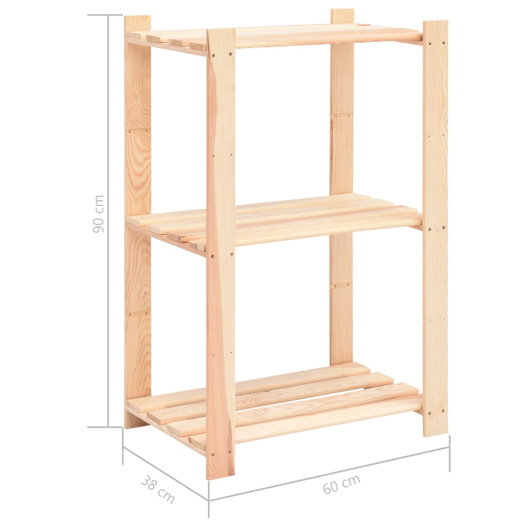 Étagères de rangement à 3 niveaux 10 pcs 60x38x90 cm Pin 150 kg - XIOS
