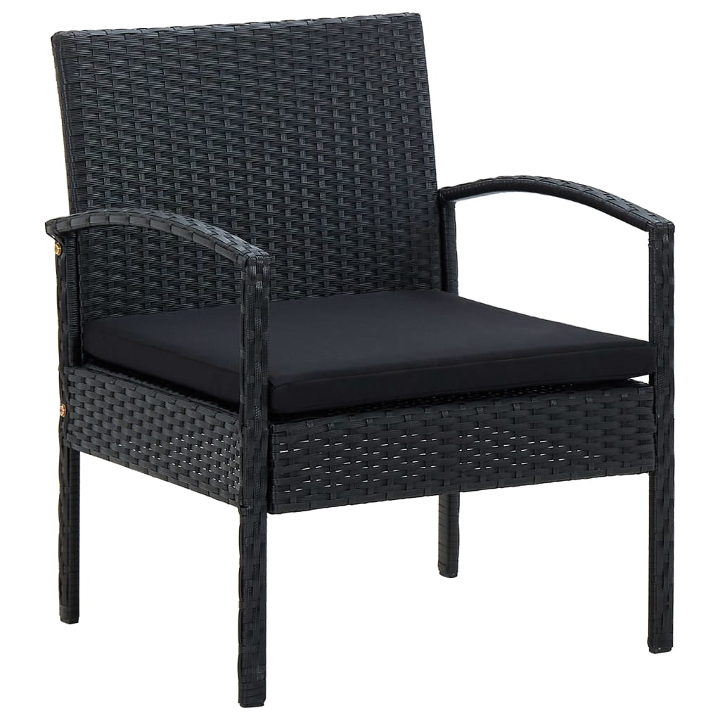 Salon de jardin 4 pcs avec coussins Résine tressée Noir - XIOS