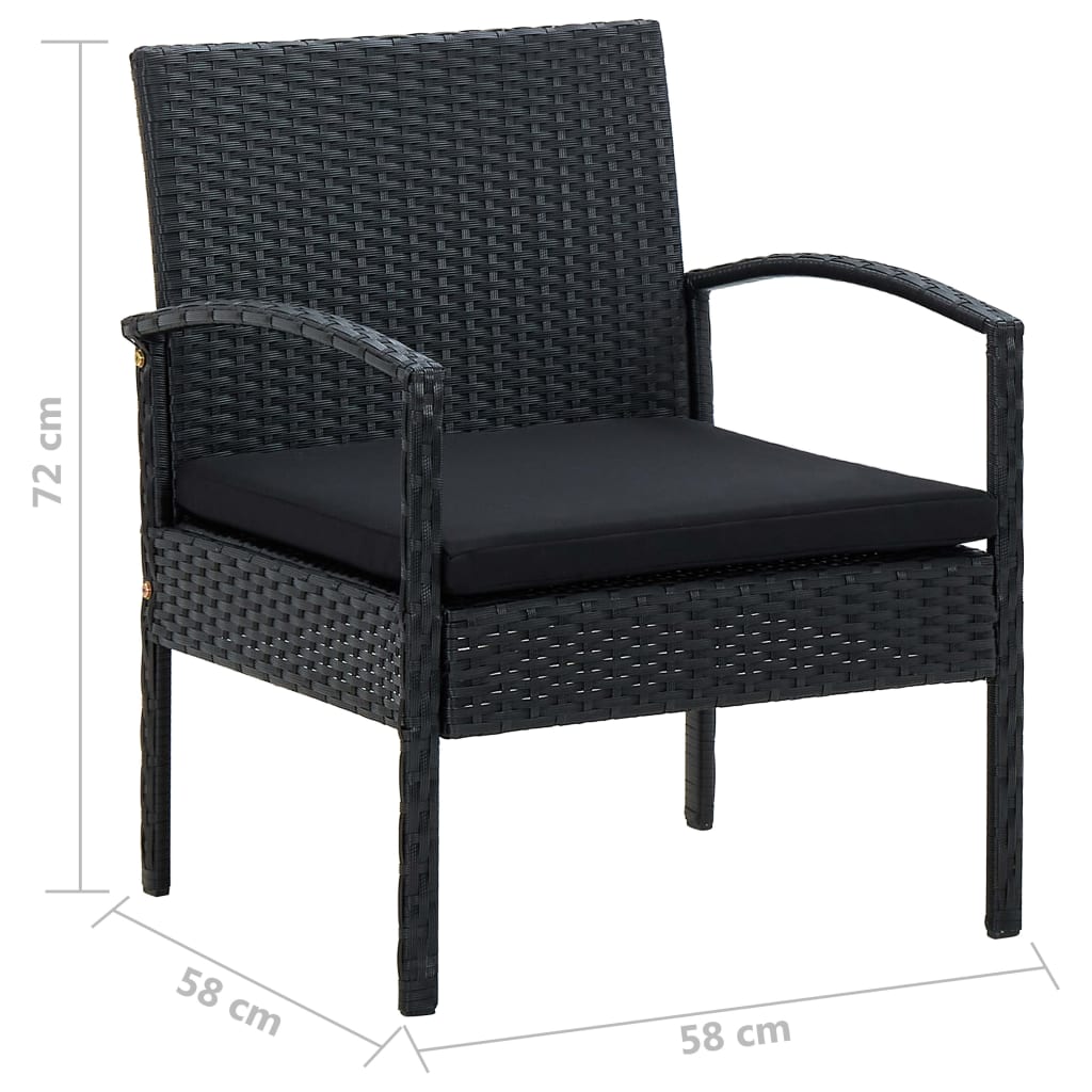 Salon de jardin 4 pcs avec coussins Résine tressée Noir - XIOS