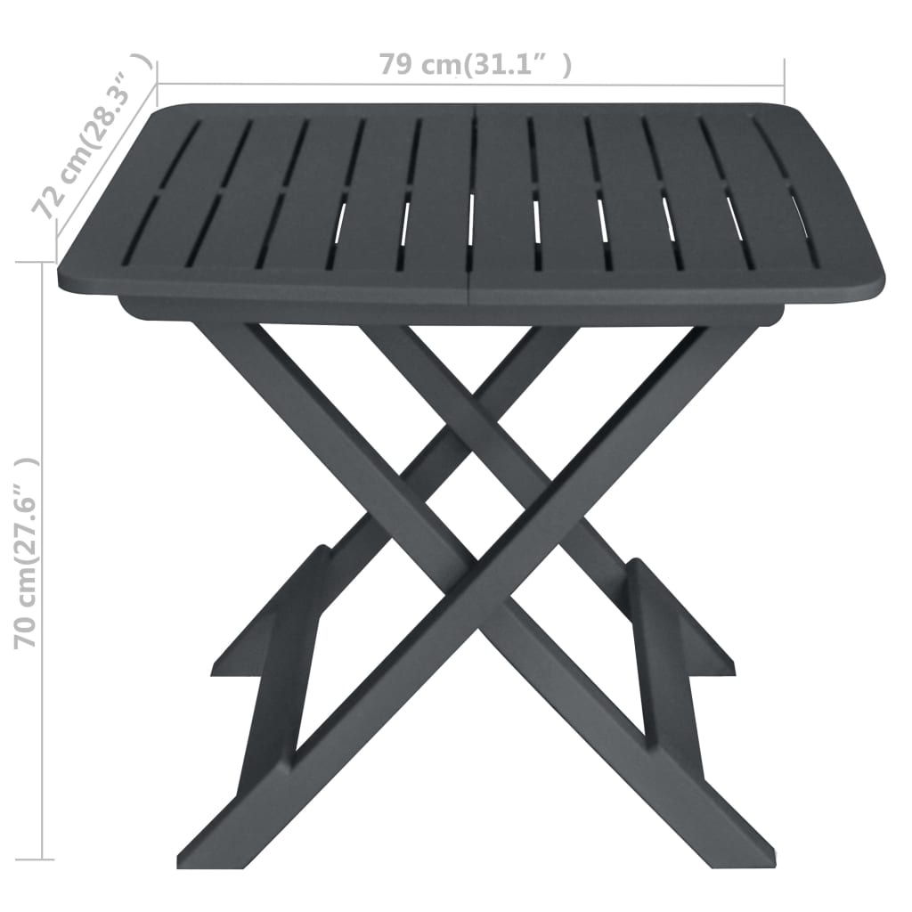 Ensemble de bistro pliable 3 pcs Plastique Anthracite - XIOS