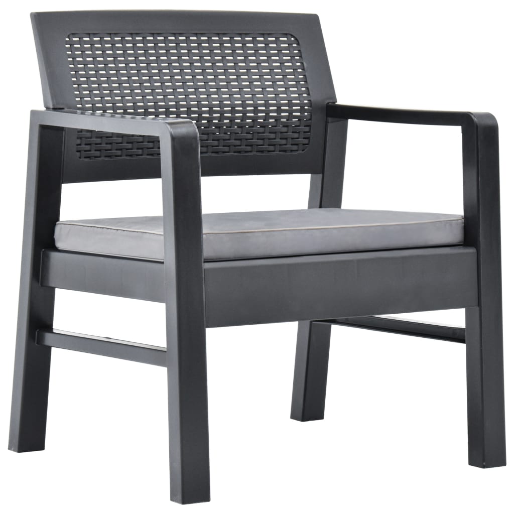 Salon de jardin 3 pcs Plastique Anthracite - XIOS