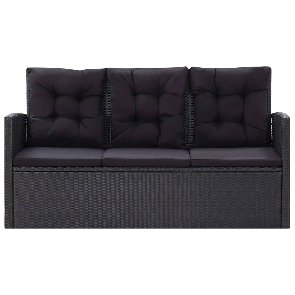 Salon de jardin 6 pcs avec coussins Résine tressée Noir - XIOS