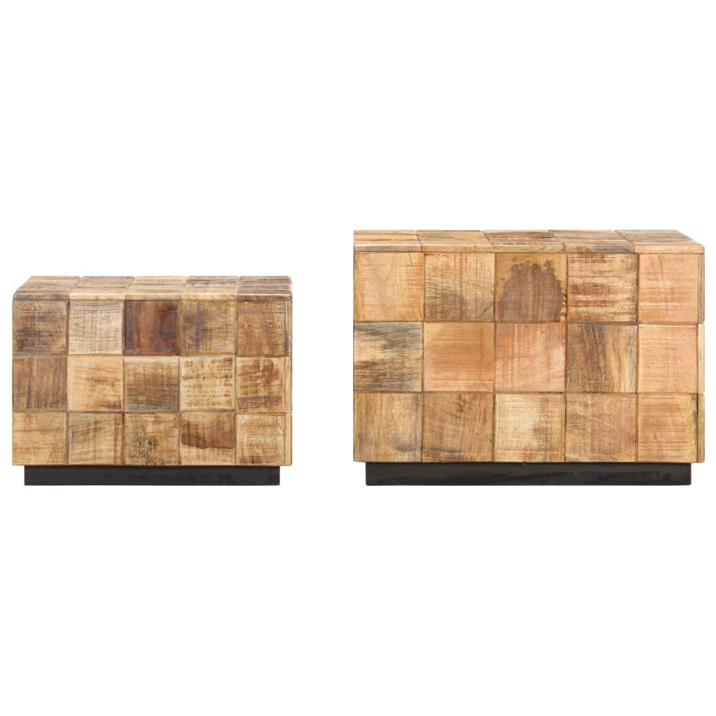 Tables basses 2 pcs avec design de blocs Bois de manguier brut - XIOS