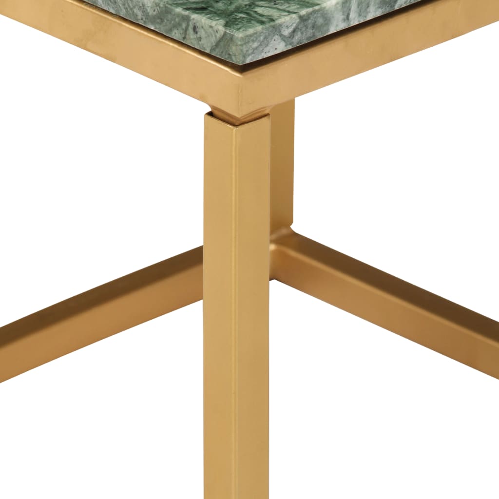 Table basse Vert 40x40x35 cm Pierre véritable et texture marbre - XIOS