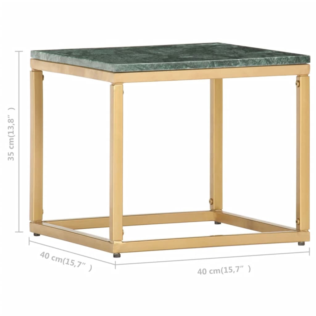 Table basse Vert 40x40x35 cm Pierre véritable et texture marbre - XIOS