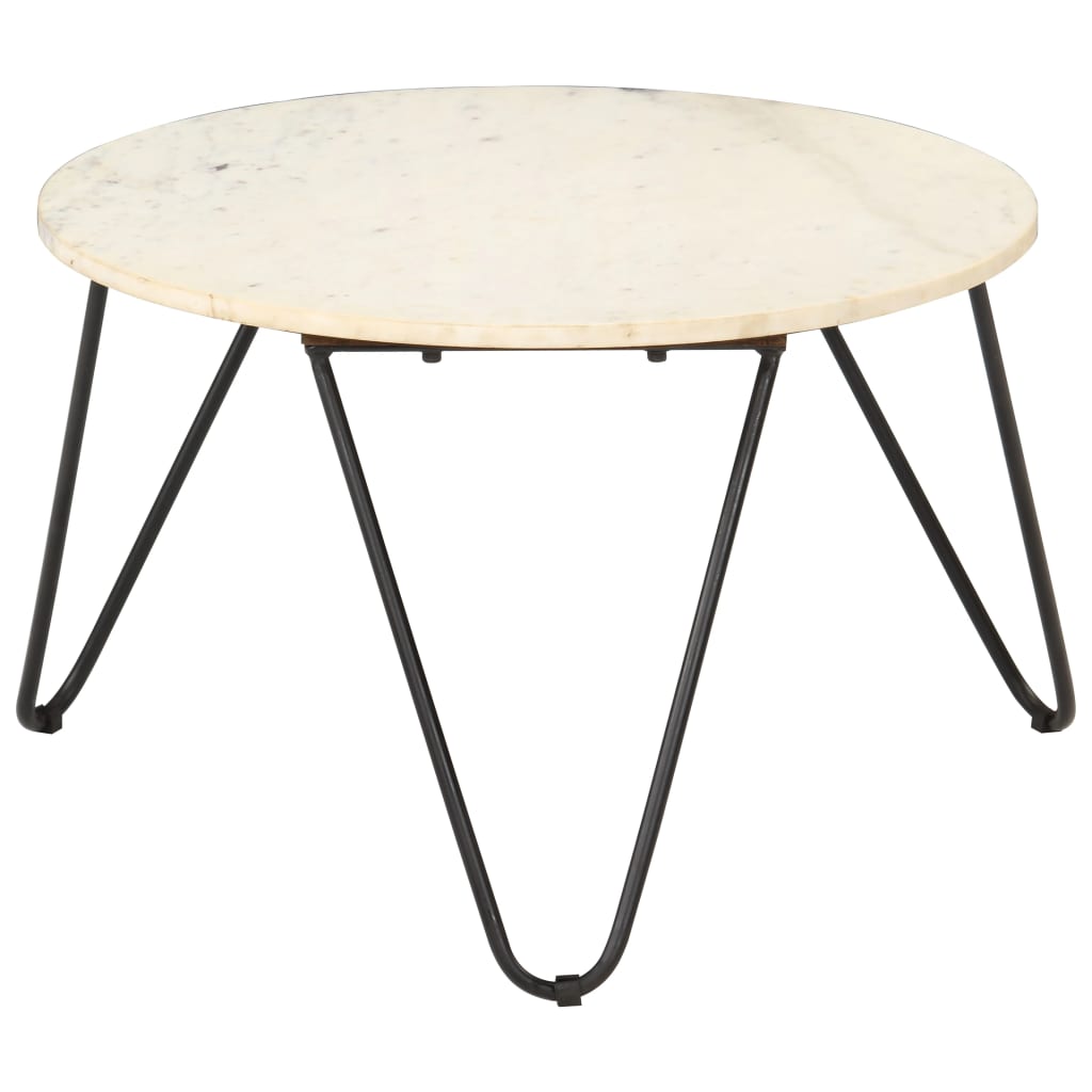 Table basse Blanc 65x65x42 cm Pierre véritable texture marbre