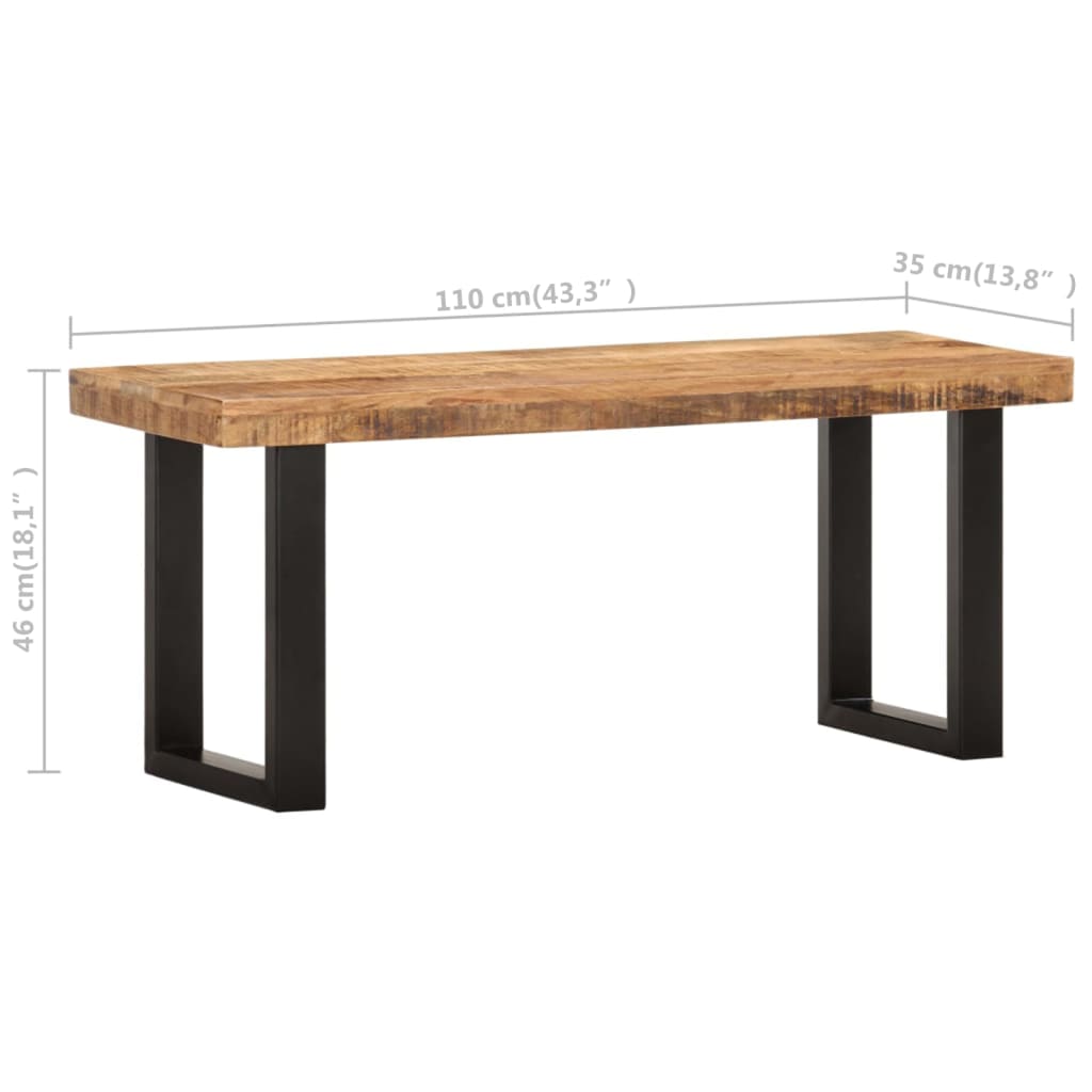 Banc 110 cm Bois de manguier brut massif et acier - XIOS