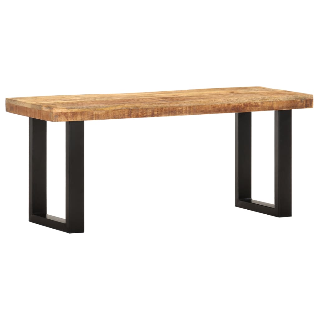 Banc 110 cm Bois de manguier brut massif et acier - XIOS