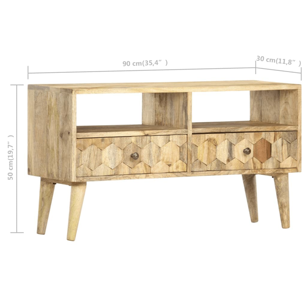 Meuble TV 90x30x50 cm Bois de manguier solide - XIOS