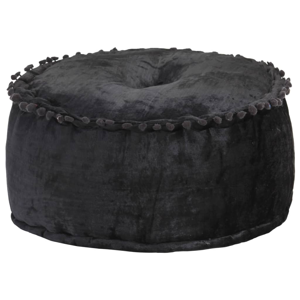 Pouf Rond Velours 40x20 cm Anthracite - XIOS