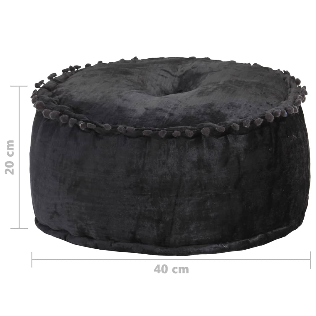 Pouf Rond Velours 40x20 cm Anthracite - XIOS